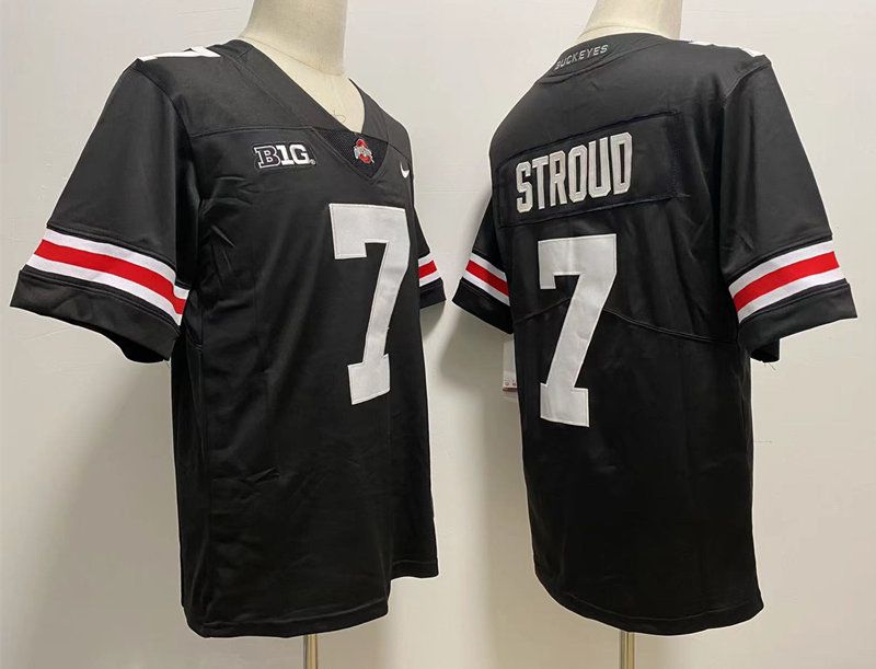 Men Ohio State Buckeyes 7 Stroud Black Nike 2025 NCAA Jersey style 1